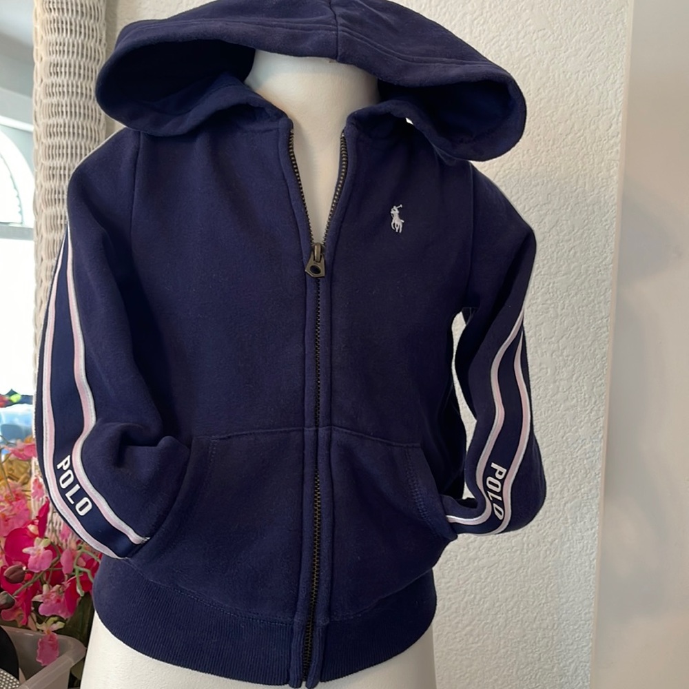 POLO BY RALPH LAUREN HOODIE SWEAT JACKET. Size 4/4T. Girls. Navy blue. EUC